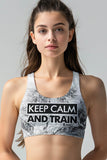 Keep Calm and Train Stella White Black Seamless Sport Yoga Bra - Women