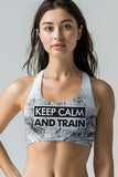 Keep Calm and Train Stella White Black Seamless Sport Yoga Bra - Women