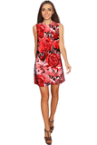 La Fleur Adele Red Floral Print Elegant Party Shift Mini Dress - Women - Pineapple Clothing