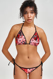 La Fleur Lara Red Floral Printed Triangle String Bikini Top - Women