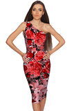 La Fleur Layla Red Floral Print Cocktail Bodycon Midi Dress - Women - Pineapple Clothing