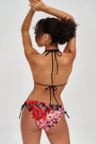 La Fleur Sofia Red Floral Loop Tie Side Cheeky Bikini Bottom - Women