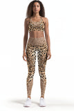 Let's Go Wild Lucy Brown Gold Animal Print Leggings Yoga Pants - Women