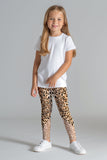 Let's Go Wild Lucy Brown & Gold Animal Leopard Print Leggings - Kids