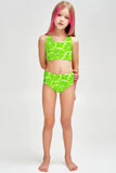 Lime Avenue Claire Green Printed Two-Piece Swimsuit Sporty Set - Girls - Pineapple Clothing
