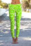 Lime Avenue Lucy Green Lemon Print Workout Leggings Yoga Pants - Women - Pineapple Clothing