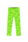 Lime Avenue Lucy Green Lemon Tropical Printed Sporty Leggings - Girls - Pineapple Clothing