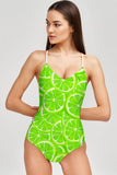 Lime Avenue Nikki Green Lemon Strappy Back One-Piece Swimsuit - Women - Pineapple Clothing