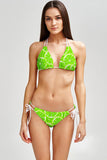 Lime Avenue Sara Green Lemon Print Strappy Triangle Bikini Top - Women - Pineapple Clothing