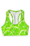 Lime Avenue Stella Green Lemon Printed Seamless Sport Yoga Bra - Women - Pineapple Clothing