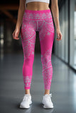 Lipstick Nirvana Lucy Pink Geometric Boho Leggings Yoga Pants - Women
