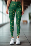 Luxe-Berry Green Lucy Star Print Christmas Leggings Yoga Pants - Women