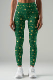 Luxe-Berry Green Lucy Star Print Christmas Leggings Yoga Pants - Women