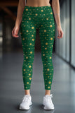 Luxe-Berry Green Lucy Star Print Christmas Leggings Yoga Pants - Women