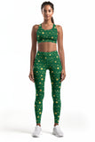 Luxe-Berry Green Lucy Star Print Christmas Leggings Yoga Pants - Women