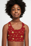 Luxe-Berry Stella Red Seamless Racerback Sports Bra Crop Top - Kids