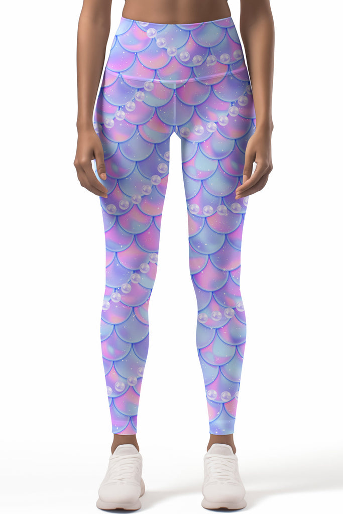 Patterned Mermaid Multi Colored Workout Yoga Leggings - Buy Print