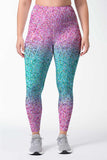 Maldives Lucy Pink & Mint Glitter Print Leggings Yoga Pants - Women