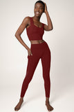 Maroon Red Kelly Long Line Sleek Padded Sports Bra - Women - Pineapple Clothing