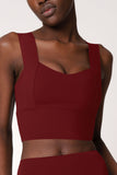 Maroon Red Kelly Long Line Sleek Padded Sports Bra - Women - Pineapple Clothing