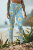 Marvelous Daisy Lucy Baby Blue Floral Gym Leggings Yoga Pants - Women