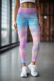 Milkshake Lucy Pink & Blue Tie Dye Printed Leggings Yoga Pants - Women