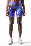 Milky-Way Karen Purple Galaxy Printed Sporty Yoga Biker Shorts - Women