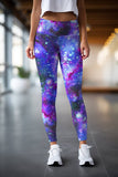Milky-Way Lucy Purple Galaxy Print Leggings Yoga Pants - Women