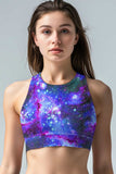 Milky-Way Starla High Neck Padded Sporty Crop Top Sports Bra - Women