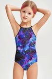 Milky-Way Becky Purple Galaxy Full Coverage One-Piece Swimsuit - Girls - Pineapple Clothing