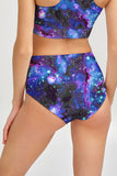 Milky-Way Cara Purple Galaxy High-Waist Hipster Bikini Bottom - Women - Pineapple Clothing