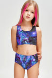 Milky-Way Claire Purple Galaxy Two-Piece Swimsuit Sporty Set - Girls - Pineapple Clothing