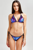 Milky-Way Lara Purple Galaxy Print Triangle String Bikini Top - Women - Pineapple Clothing