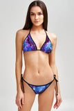Milky-Way Lara Purple Galaxy Print Triangle String Bikini Top - Women - Pineapple Clothing