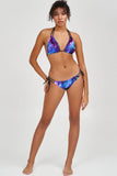 Milky-Way Sara Purple Galaxy Print Strappy Triangle Bikini Top - Women - Pineapple Clothing