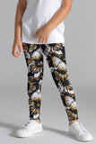 Monarch Lucy Black Butterfly Printed Casual Athletic Leggings - Girls