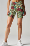 Money Magnet Karen Green Dollar Rose Print Yoga Biker Shorts - Women