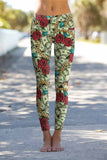 Money Magnet Lucy Green Dollar Rose Print Leggings Yoga Pants - Women