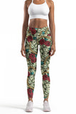 Money Magnet Lucy Green Dollar Rose Print Leggings Yoga Pants - Women