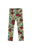 Money Magnet Lucy Green Dollar Rose Printed Sporty Leggings - Girls