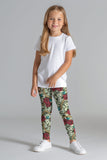 Money Magnet Lucy Green Dollar Rose Printed Sporty Leggings - Girls