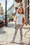 Money Maker Lucy Grey Dollar Printed Casual Sporty Leggings - Girls