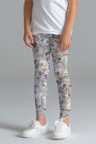 Money Maker Lucy Grey Dollar Printed Casual Sporty Leggings - Girls