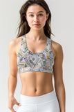 Money Maker Stella Grey Dollar Printed Seamless Sport Yoga Bra - Women