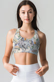 Money Maker Stella Grey Dollar Printed Seamless Sport Yoga Bra - Women