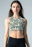 Money Manifest Starla Green Printed Padded Crop Top Sports Bra - Women