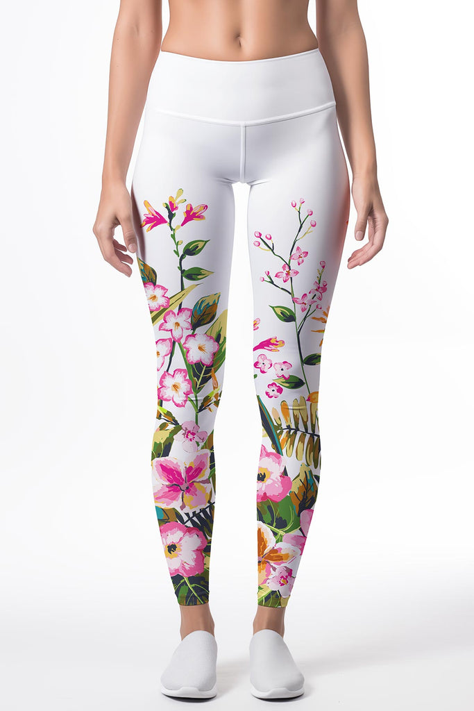 Cute Floral Pattern Yoga Leggings for Women High Waist Comfortable