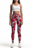 Mystic Reign Lucy Red & White Floral Print Leggings Yoga Pants - Women