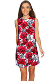 Mystic Reign Adele White Red Roses Print Halloween Shift Dress - Women - Pineapple Clothing