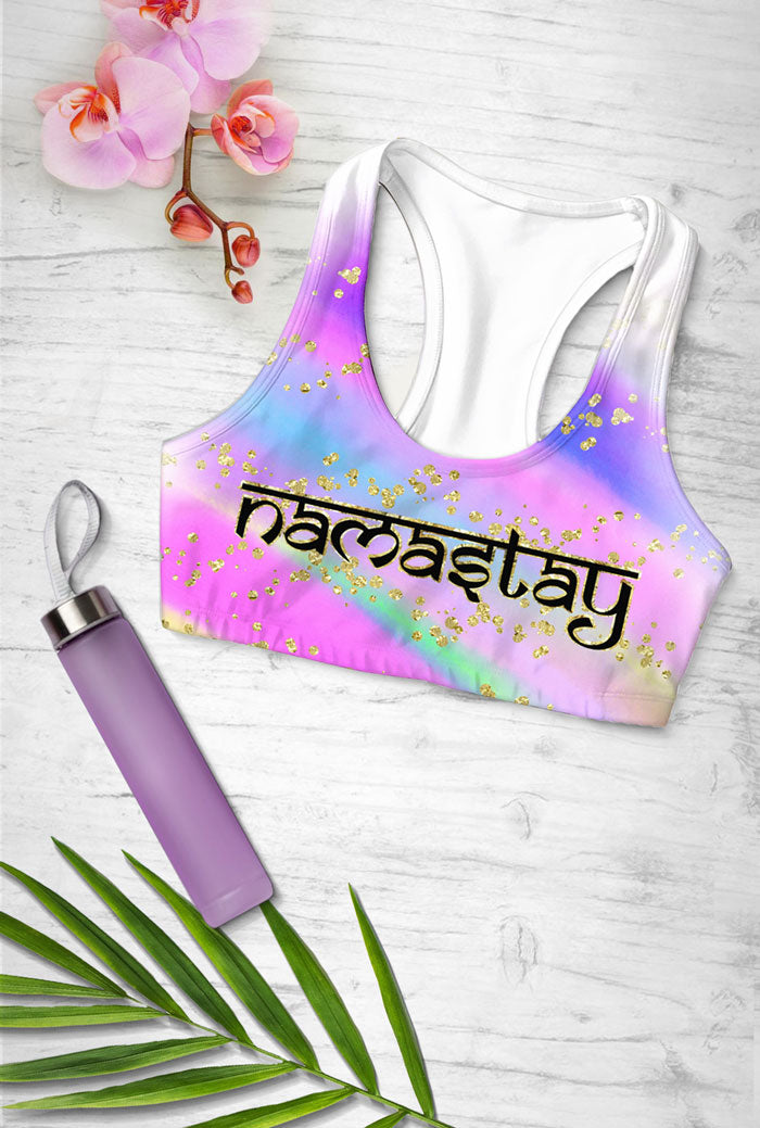Namastay Stella Colorful Seamless Racerback Sport Yoga Bra - Women - Pineapple Clothing